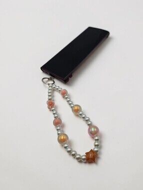 Stylish Phone Charm Pearl Orange Beads Star Accent Cute Handmade Accessory